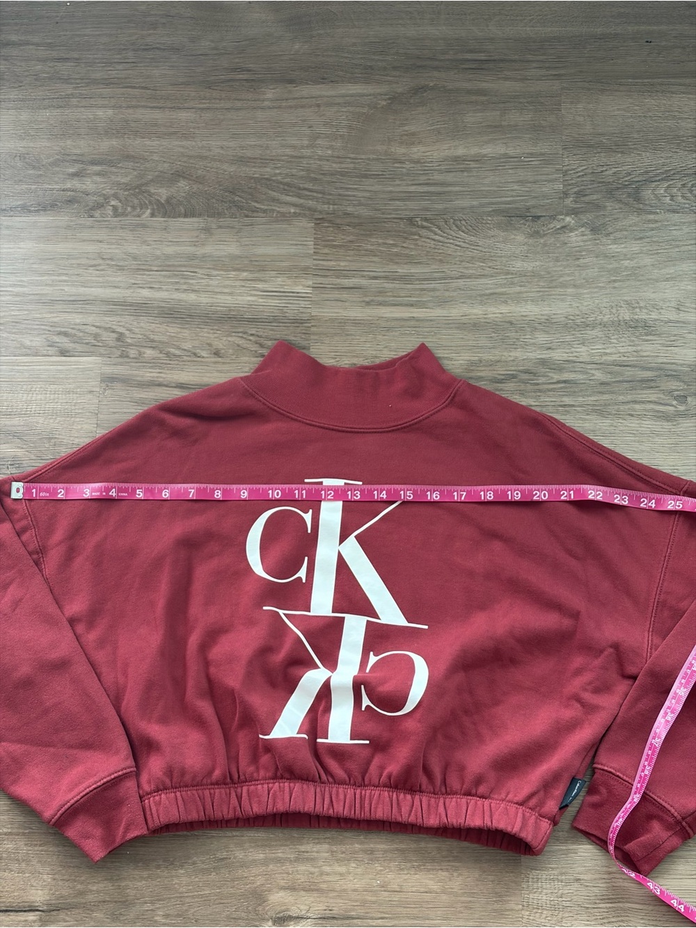Calvin Klein Cozy Cropped Maroon Mock Neck Size S - Picture 3 of 6